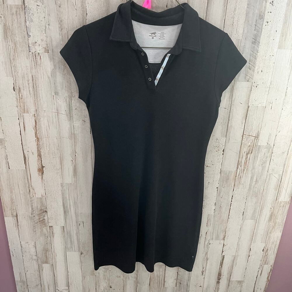 Horny Toad Black Flexcel Collared Henley Athleisure Dress Womens Size Small